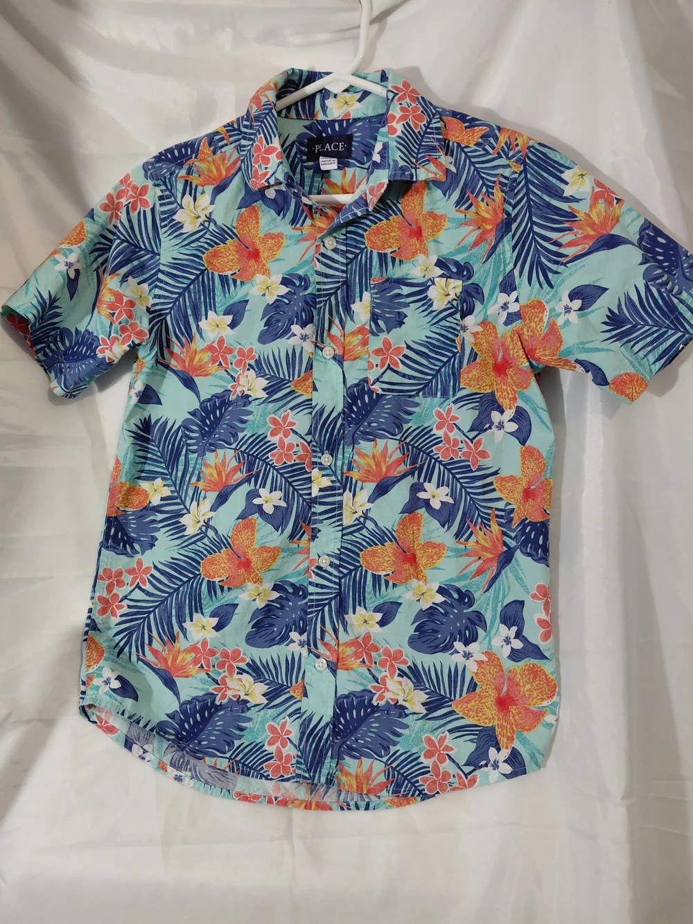 The Children's Place Aqua Tropical Floral Short-Sleeve Button-Up Shirt